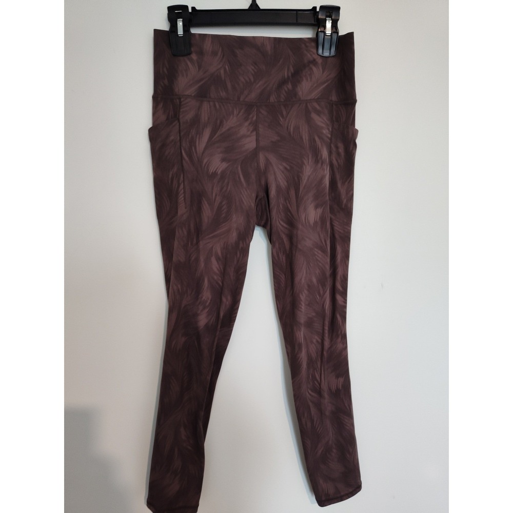 Athleta Salutation Stash II Printed Tight Leggings Brown Feather Print Medium